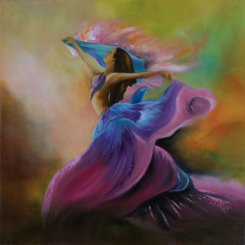 Peinture intitulée "danseuse papillon" par Claudine Eymery, Œuvre d'art originale, Huile