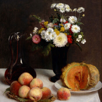 Painting titled "Still Life with a C…" by Henri Fantin-Latour, Original Artwork, Oil