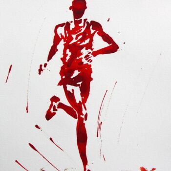 Dessin intitulée "Marathon N°5" par Henri Ibara, Œuvre d'art originale, Encre