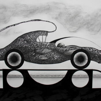 Drawing titled "bolide-immobile-n-2…" by Henri Ibara, Original Artwork, Ink