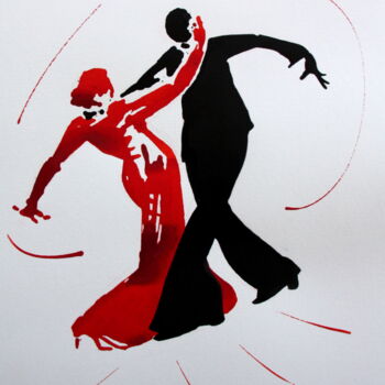 Drawing titled "Flamenco N°2" by Henri Ibara, Original Artwork, Ink