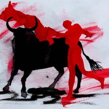 Drawing titled "Tauromachie N°15" by Henri Ibara, Original Artwork, Ink