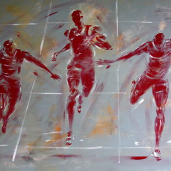 Peinture intitulée "Athlétisme: arrivée…" par Henri Ibara, Œuvre d'art originale, Acrylique