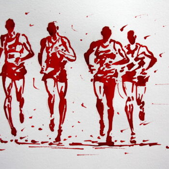 Drawing titled "Cross-country" by Henri Ibara, Original Artwork, Ink