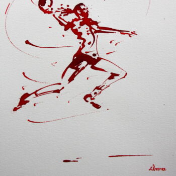 Dessin intitulée "Handball féminin N°5" par Henri Ibara, Œuvre d'art originale, Encre