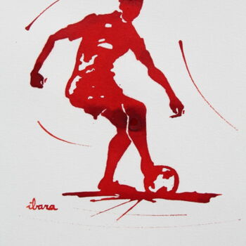 Dessin intitulée "Dribble N°2" par Henri Ibara, Œuvre d'art originale, Encre