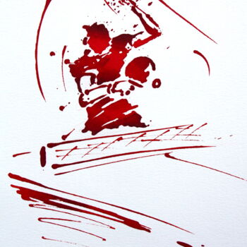 Dessin intitulée "Ping pong N°2" par Henri Ibara, Œuvre d'art originale, Encre