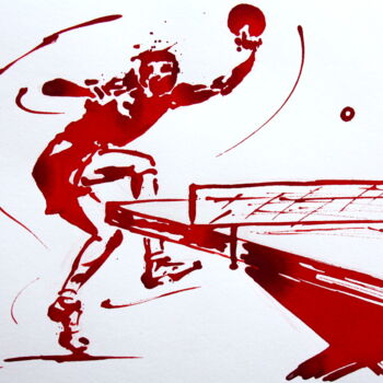 Drawing titled "Ping pong N°3" by Henri Ibara, Original Artwork, Ink