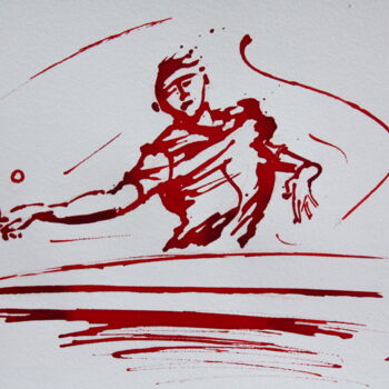 Drawing titled "Ping pong N°6" by Henri Ibara, Original Artwork, Ink