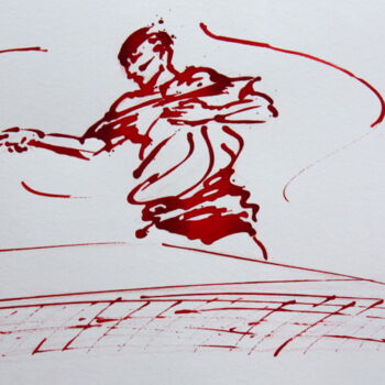 Zeichnungen mit dem Titel "Ping pong N°7" von Henri Ibara, Original-Kunstwerk, Tinte