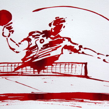 Drawing titled "Ping pong N°8" by Henri Ibara, Original Artwork, Ink