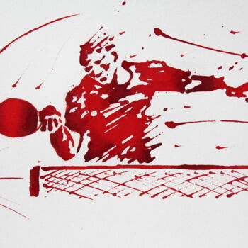 「Ping pong N°9」というタイトルの描画 Henri Ibaraによって, オリジナルのアートワーク, インク