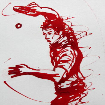 Disegno intitolato "Ping pong N°10" da Henri Ibara, Opera d'arte originale, Inchiostro