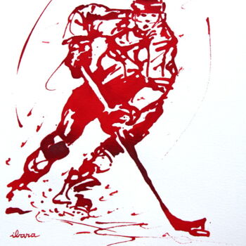 Drawing titled "Hockey sur glace N°3" by Henri Ibara, Original Artwork, Ink
