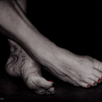 Tekening getiteld "Les pieds de madame…" door Henri Ibara, Origineel Kunstwerk, Grafiet