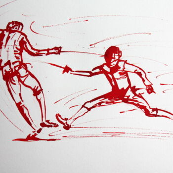 「Escrime N°6」というタイトルの描画 Henri Ibaraによって, オリジナルのアートワーク, インク