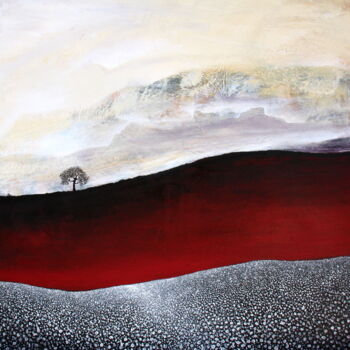 Painting titled "Terre rouge et lumi…" by Henri Ibara, Original Artwork, Acrylic