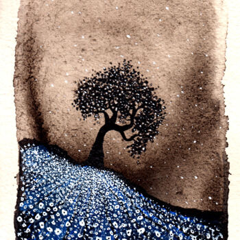 Zeichnungen mit dem Titel "Esprit de l'arbre e…" von Henri Ibara, Original-Kunstwerk, Tinte