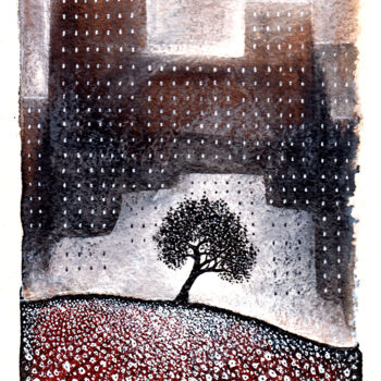 Dessin intitulée "Esprit de l'arbre e…" par Henri Ibara, Œuvre d'art originale, Encre