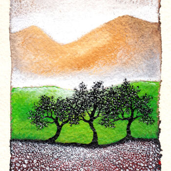 Disegno intitolato "Les trois arbres" da Henri Ibara, Opera d'arte originale, Inchiostro