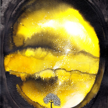Dibujo titulada "L'arbre du soleil" por Henri Ibara, Obra de arte original, Tinta