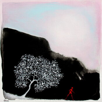 Painting titled "L'arbre blanc et le…" by Henri Ibara, Original Artwork, Acrylic