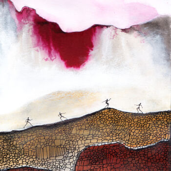 Malerei mit dem Titel "Le glacier rouge" von Henri Ibara, Original-Kunstwerk, Gouache