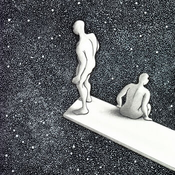 Dessin intitulée "Adam et Eve" par Henri Ibara, Œuvre d'art originale, Crayon