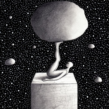图画 标题为“La météorite appriv…” 由Henri Ibara, 原创艺术品, 墨