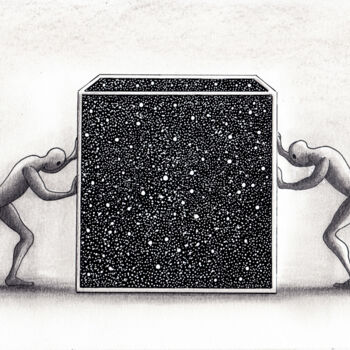 Dessin intitulée "Livreurs de galaxie" par Henri Ibara, Œuvre d'art originale, Encre
