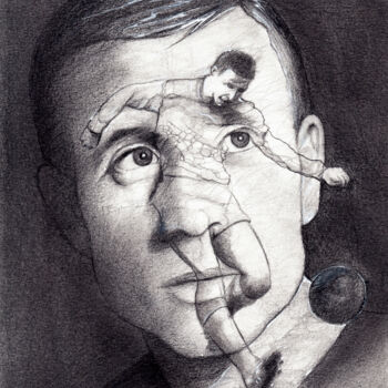 Zeichnungen mit dem Titel "Portrait de Raymond…" von Henri Ibara, Original-Kunstwerk