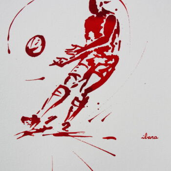 Tekening getiteld "Rugby N°58" door Henri Ibara, Origineel Kunstwerk, Inkt