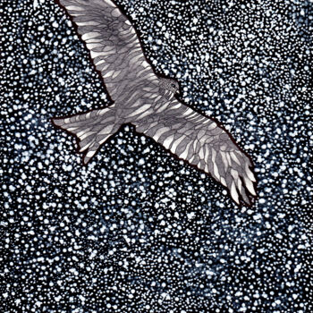 Dessin intitulée "Oiseau galactique" par Henri Ibara, Œuvre d'art originale, Encre