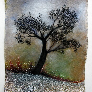 Painting titled "Arbre" by Henri Ibara, Original Artwork, Gouache