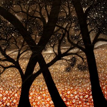 제목이 "Arbre et lumière vé…"인 미술작품 Henri Ibara로, 원작, 아크릴 나무 들것 프레임에 장착됨
