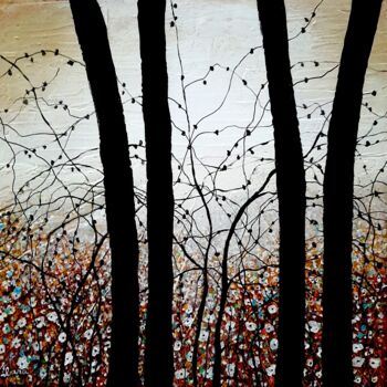 Painting titled "Arbre et lumière vé…" by Henri Ibara, Original Artwork, Acrylic Mounted on Wood Stretcher frame