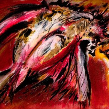 Drawing titled "L'oiseau mort" by Henri Ibara, Original Artwork, Gouache