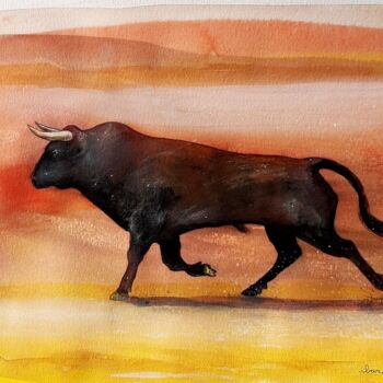 Painting titled "Le courage tranquil…" by Henri Ibara, Original Artwork, Gouache