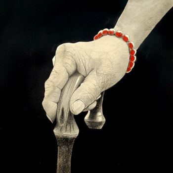 Drawing titled "Le bracelet rouge" by Henri Ibara, Original Artwork, Pencil