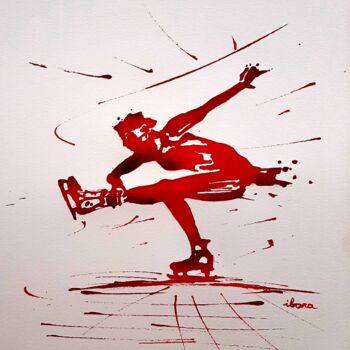 Dessin intitulée "Patinage artistique…" par Henri Ibara, Œuvre d'art originale, Encre