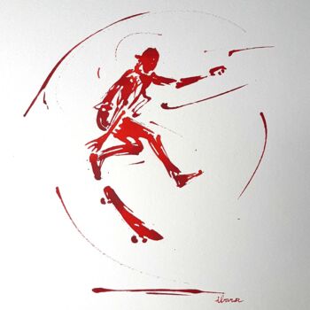 Dessin intitulée "Skateur N°2" par Henri Ibara, Œuvre d'art originale, Encre