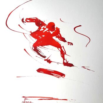 Drawing titled "Skateur N°4" by Henri Ibara, Original Artwork, Ink