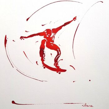 Dessin intitulée "Skateur N°5" par Henri Ibara, Œuvre d'art originale, Encre