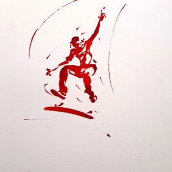 Dibujo titulada "Skateur N°6" por Henri Ibara, Obra de arte original, Tinta