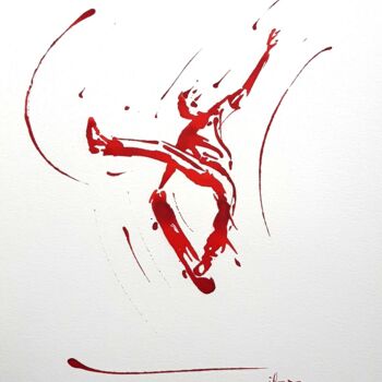 Dessin intitulée "Skateur N°7" par Henri Ibara, Œuvre d'art originale, Encre