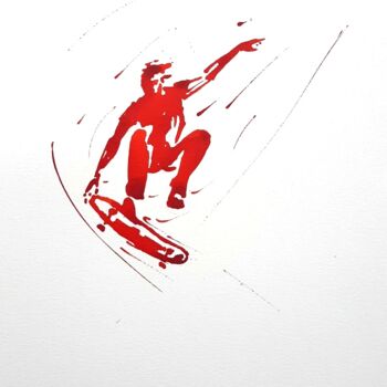 Dessin intitulée "Skateur N°8" par Henri Ibara, Œuvre d'art originale, Encre