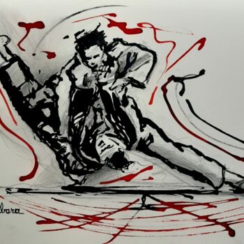 Dessin intitulée "Judo N°9" par Henri Ibara, Œuvre d'art originale, Encre