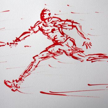 Картина под названием "tennis-n-7-dessin-c…" - Henri Ibara, Подлинное произведение искусства, Чернила