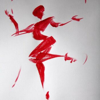 Dessin intitulée "homme-rouge-b-dessi…" par Henri Ibara, Œuvre d'art originale