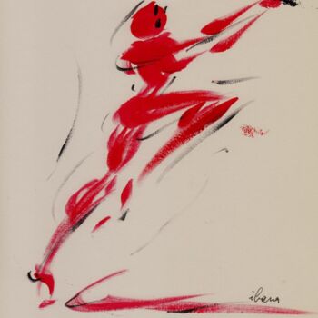 Dessin intitulée "homme-rouge-d-ibara…" par Henri Ibara, Œuvre d'art originale